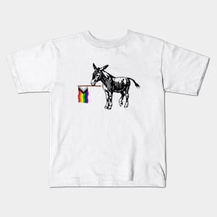 Progressive Pride Inclusive Flag Democratic Donkey Kids T-Shirt